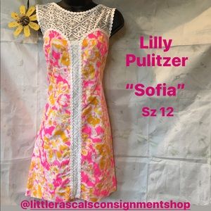 Lilly Pulitzer Sofia lace shift dress sz 12 pink